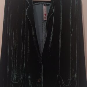 NWT Velvet by Graham & Spencer green velvet button top, Sz M